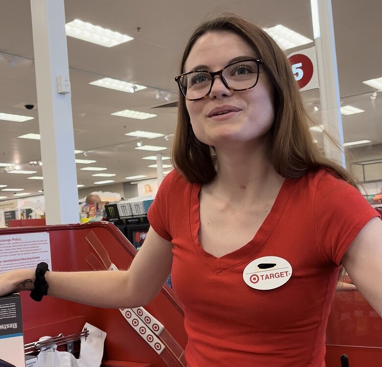 Cute Brunette Cashier W Glasses Jeans Forum