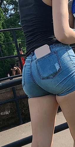 bubble butt teen in tighest jean shorts (34)
