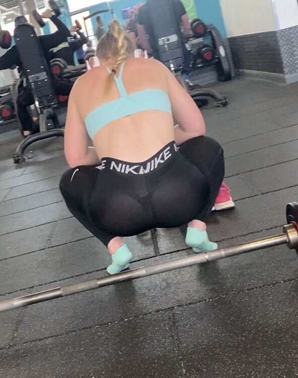 EXTREME see through leggings showing thong at the gym Spandex