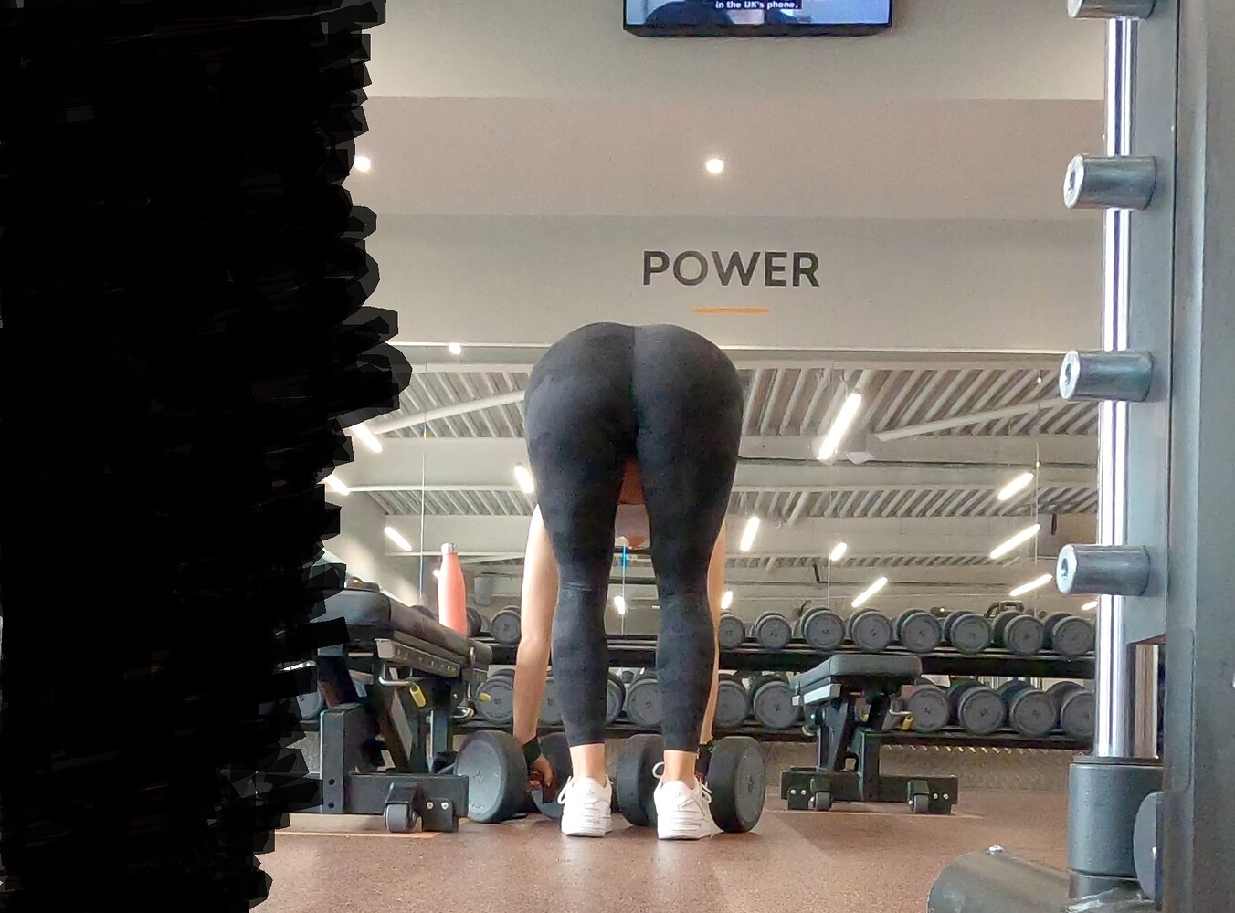 Preview Gym Brunette In Tight Black Camo Leggings Bending Over Spandex Leggings And Yoga 6464