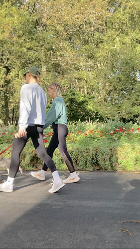 Blonde pawgs out for walkies in black see-thru leggings - Spandex