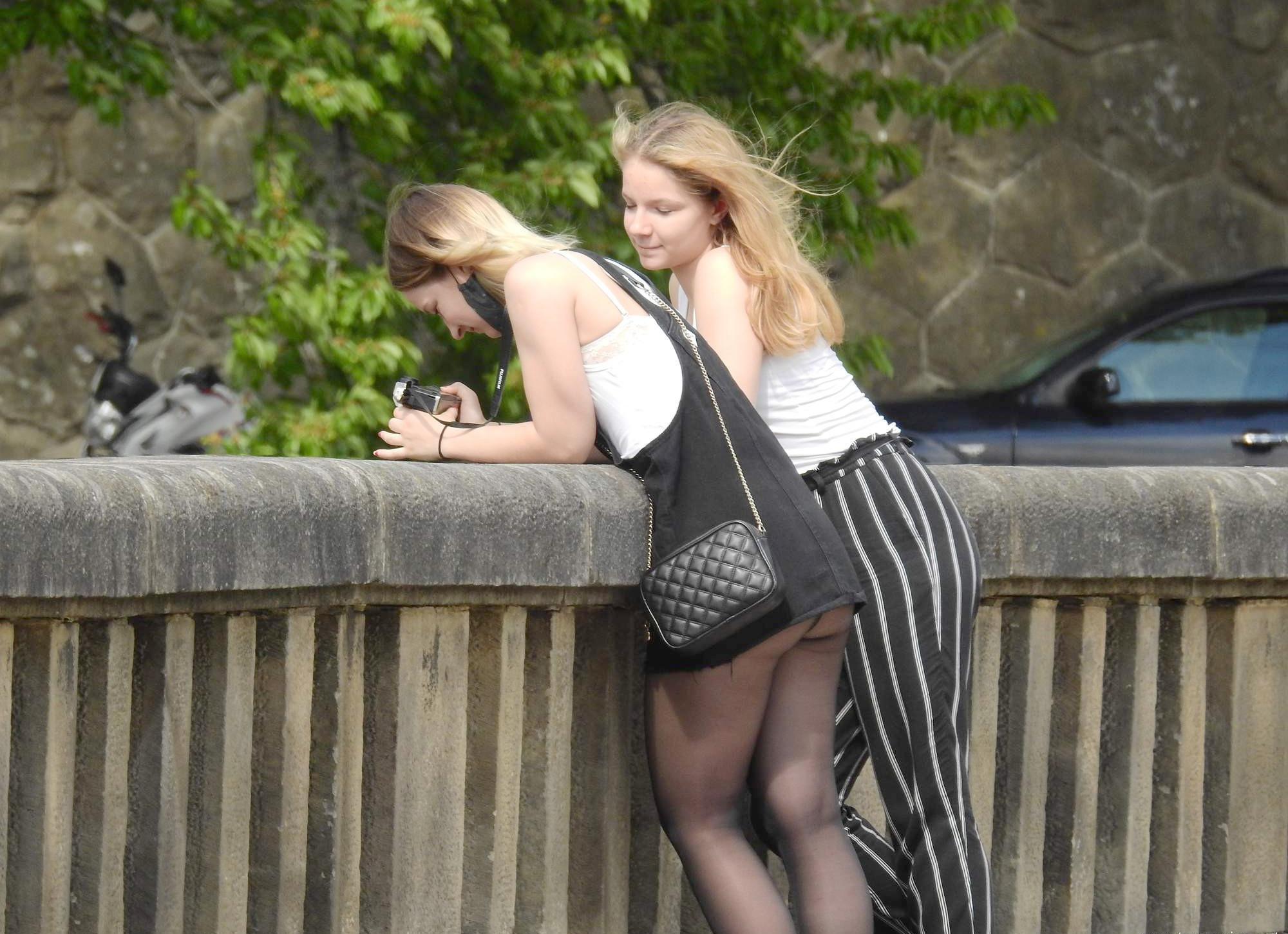Two hot candid in the park and upskirt.