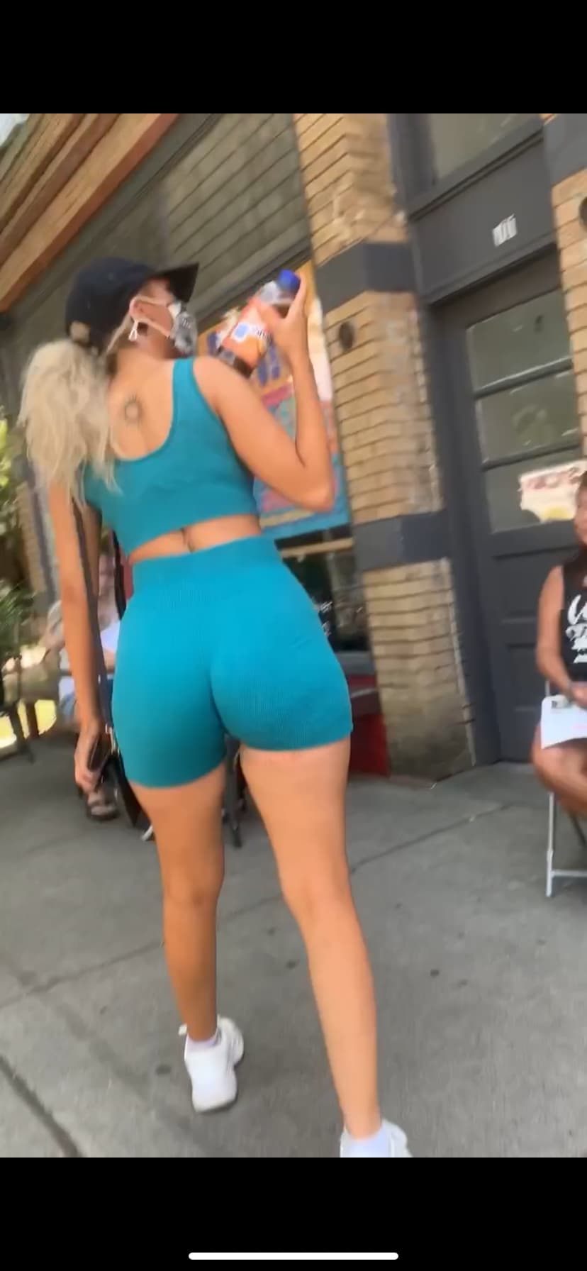 Unbelievable Pawg In Blue Bike Shorts Spandex Leggings And Yoga Pants