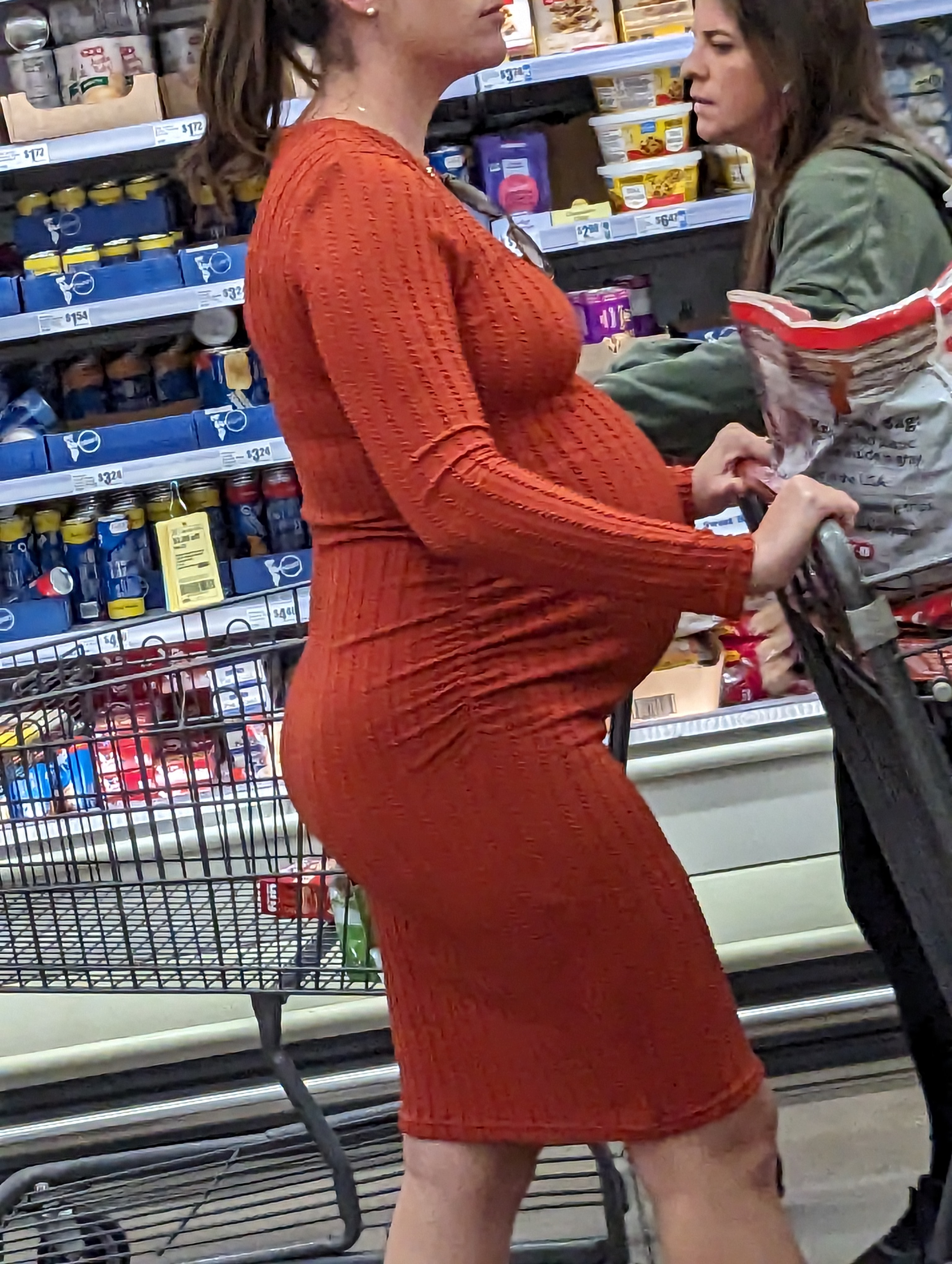 pregnant-lady-in-tight-orange-dress-tight-dress-forum