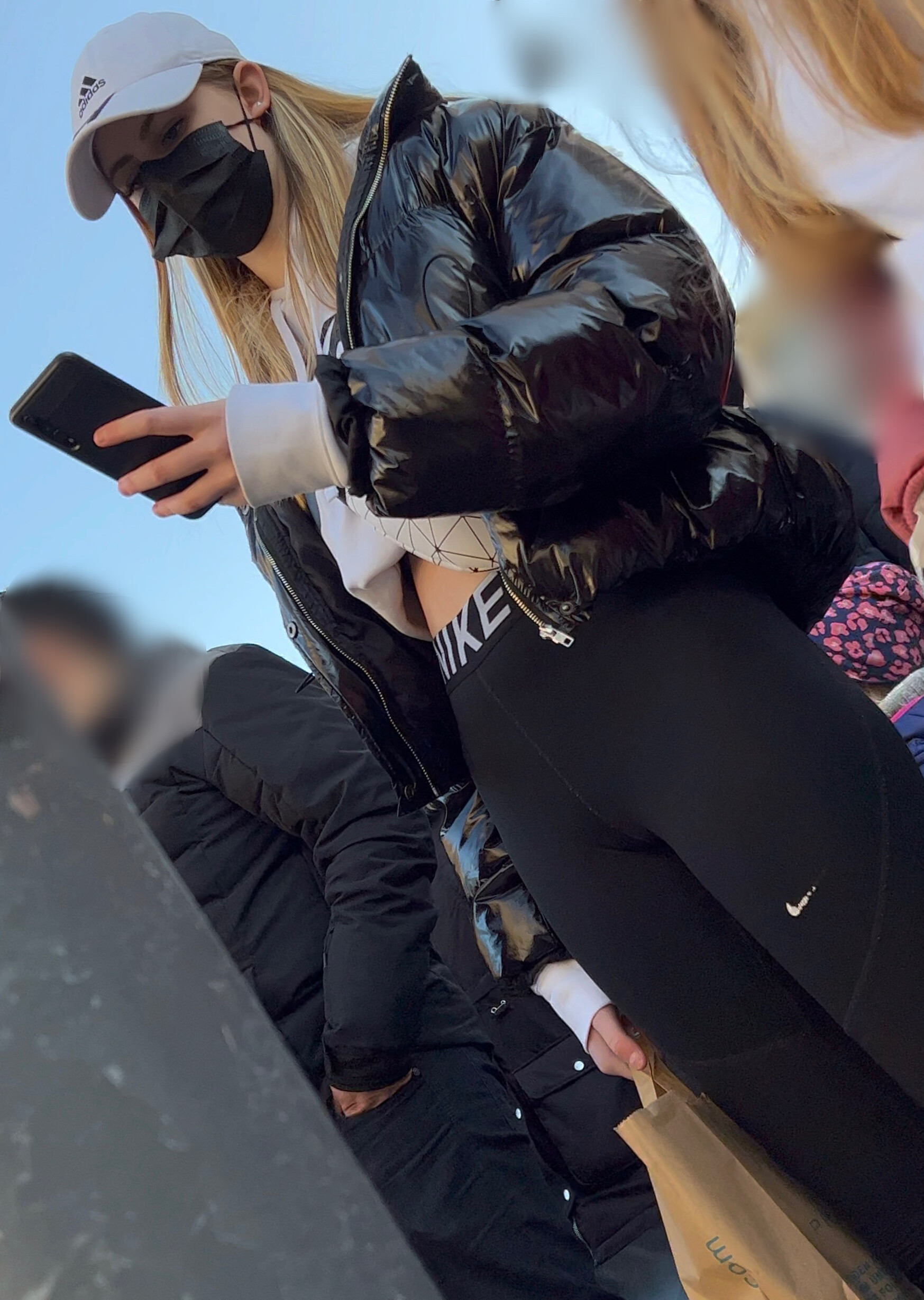 Nike Pro Blonde Teen Front Back Spandex Leggings Yoga Pants 