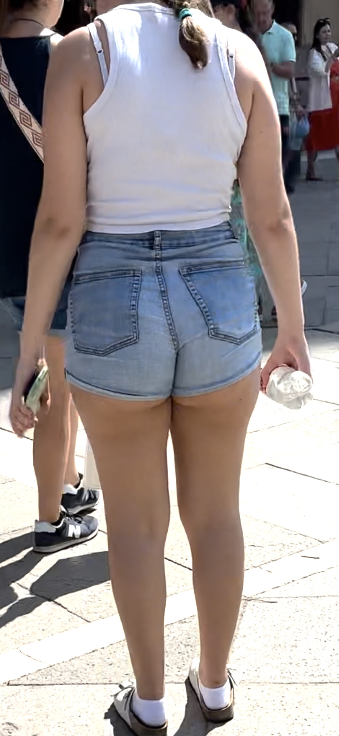 Denim Shorts With Cheeks Slightly Peeking Out Short Shorts denim-shorts-with-cheeks-slightly-peeking-out-short-shorts